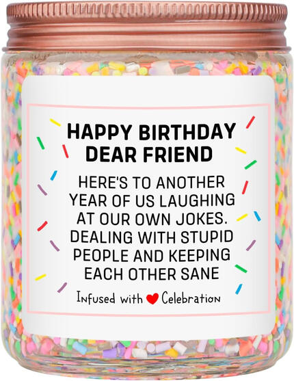 Homsolver Birthday Candle (~$16) This candle is scented with vanilla and cake, and mixed with funfetti to add color to any birthday.