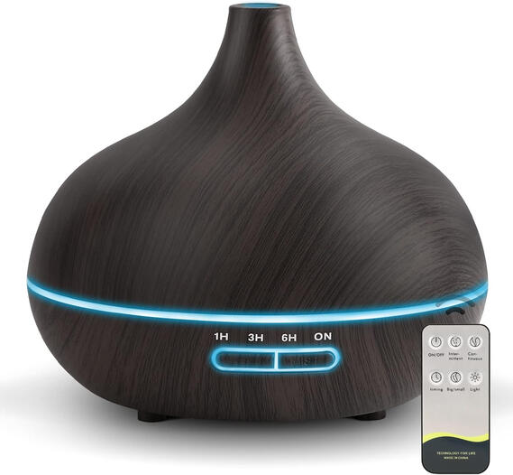 Elevate any space with this sleek essential oil misting diffuser. Comes with 15 light modes for ambient light and timer automation. Remote control and large capacity make it a user-friendly favorite.